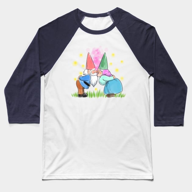 Kissing Gnomes Baseball T-Shirt by Scámarca Productions